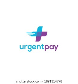 Urgent Pay Logo Design Vector Template For Medical Bill Pay App Business