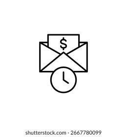 Urgent Payment Notification Represented In A Minimalistic Line Art Style