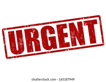 Urgent red grunge office stamp on white, vector illustration