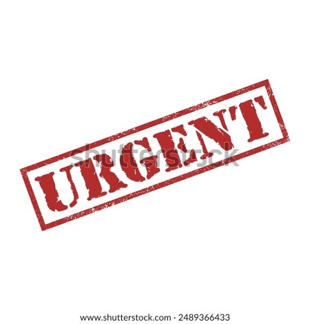 Urgent red rubber stamp isolated on white background. Ink sign in rectangular frame. Grunge label. Vector illustration.