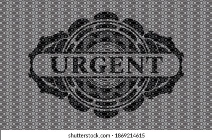 Dringender Text in schwarz abstraktem Badge. Muster exquisiter Hintergrund. Illustration. 