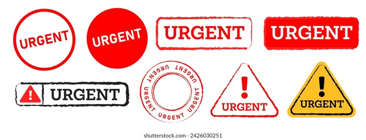 Urgent urgency beware red square circle triangle stamp label sticker sign important information