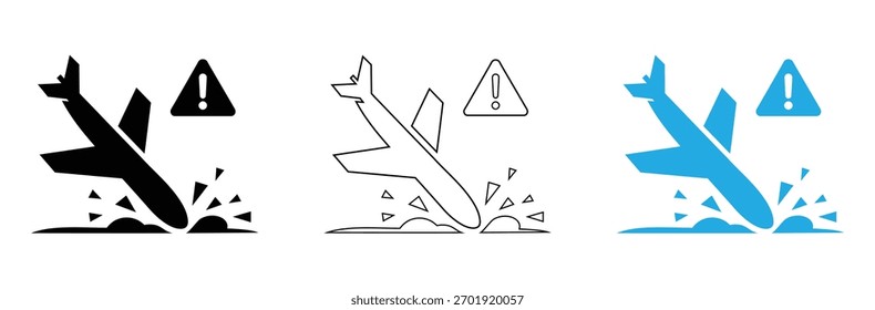 Símbolo de advertencia urgente alerta de un desastre inminente en un accidente de avión, lo que indica riesgos para la aviación y problemas de seguridad