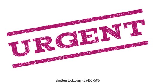 Urgent watermark stamp. Text caption between parallel lines with grunge design style. Rubber seal stamp with unclean texture. Vector purple color ink imprint on a white background.