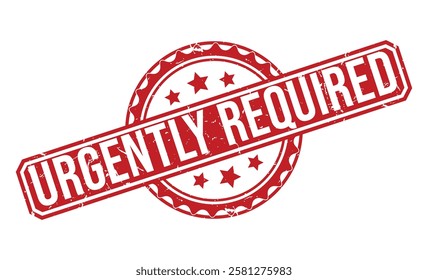 URGENTLY REQUIRED rubber stamp on white background. URGENTLY REQUIRED Stamp.