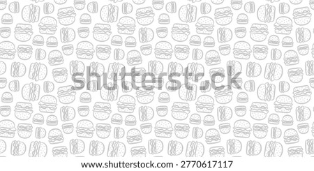 urger pattern background. doodle fast food burger seamless pattern background. Seamless Pattern of a Cheese Burger or Hamburger. hamburger pattern.