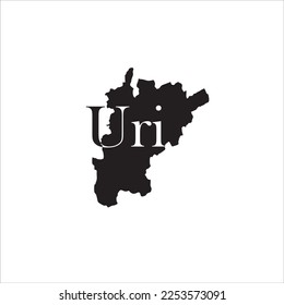 Uri map and black lettering design on white background