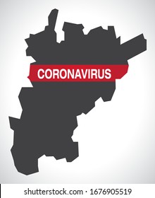 Uri SWITZERLAND canton map with Coronavirus warning illustration