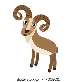 Urial animal cartoon character isolated on white background.