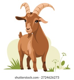 Ovelha montesa urial personagem vetor ilustração mascar grama perfeito para a vida selvagem, natureza, animais de fazenda e arte temática educacional criativo