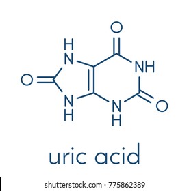 Uric Acid Molecule. High Blood Levels Lead To Gout Disease. Skeletal Formula.