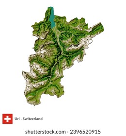 Uri,Canton of Switzerland Topographic Map (EPS)