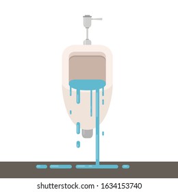 Urinal broken. Toilet public vector. free space for text. wallpaper. Urinal. water drop.