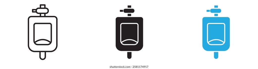 Urinal icon black white vector outline