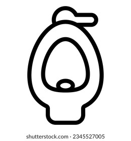 Urinal für Männer Linie Symbol. WC Kammertopf für das menschliche Symbol, Umriss-Piktogramm auf weißem Hintergrund. Öffentliche Toilette oder Toilette signieren mobiles Konzept Web-Design. Vektorgrafiken.
