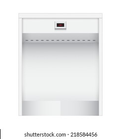Urinal or sanitary ware design. Auto flush with laser detect. That provided in public toilets for male users usually used in a standing position. Realistic vector illustration design on white.