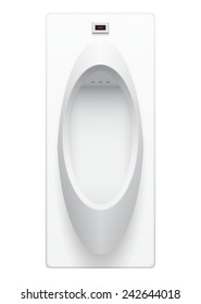Urinal or sanitary ware design. Auto flush with laser detect. That provided in public toilets for male users usually used in a standing position. Realistic vector illustration design on white.