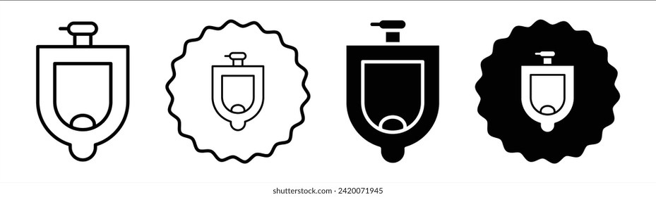 Urinal set in black and white color. Urinal simple flat icon vector