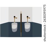 Urinals vector flat design. Ceramic urinal 