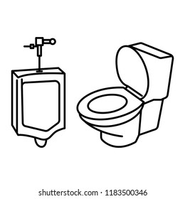Urinal,Toilet,thin line icons,vector illustrations