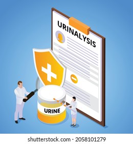 Urinalysis 3d isometric vector illustration concept for banner, website, landing page, ads, flyer template