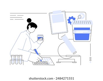 Análisis de orina concepto abstracto Ilustración vectorial. Trabajador médico con muestras de orina, examen clínico, pruebas de laboratorio, detección de infecciones y enfermedades, prevención de trastornos metáfora abstracta.