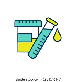 Urinalysis RGB Color Icon. Urine Test. Patient Screening. Diagnosis Health Conditions. Detecting Urinary Tract Infections, Kidney Disease And Diabetes. Lab Test. Isolated Vector Illustration