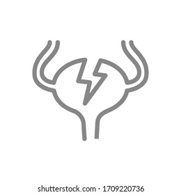 Urinary Bladder With Acute Pain Line Icon. Excretory System Disease Symptom Symbol