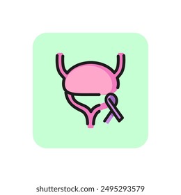 Symbol für die Warnlinie für Blasenkrebs. Organ, Anatomie, Problem. Gesundheitskonzept. Vektorillustration kann für Themen wie Diagnostik, Onkologie, Gesundheit verwendet werden