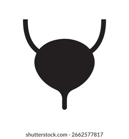 Icono plano sólido del Vector de la urología del órgano humano de la vejiga urinaria aislado en el fondo blanco