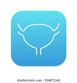 Urinary bladder line icon for web, mobile and infographics. Vector white icon on the blue gradient square with rounded corners isolated on white background.