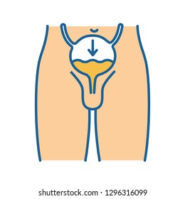 Urinary Incontinence Color Icon. Involuntary Urination. Enuresis. Urine Leakage. Prostate Cancer Treatment Side Effects. Men's Disease. Isolated Vector Illustration