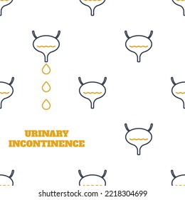 Trastornos de la incontinencia urinaria. Pérdida del control de la vejiga. Patrón de concienciación de la enfermedad urológica. Concepto de anatomía corporal humana. Ilustración vectorial médica.