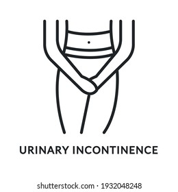 Urinary Incontinence Flat Line Icon. Urinary Incontinence Flat Line Icon. Vector Illustration Of A Person Who Wants To Use The Toilet. Diabetes Symptom