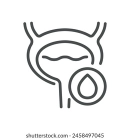 Urinary Incontinence Icon. Line Vector Illustration of Bladder Leakage, Symbolizing Urological Health Issues. Isolated Outline Sign.