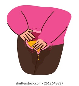 Urinary incontinence. Overactive bladder illustration.