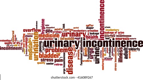Urinary Incontinence Word Cloud Concept. Vector Illustration