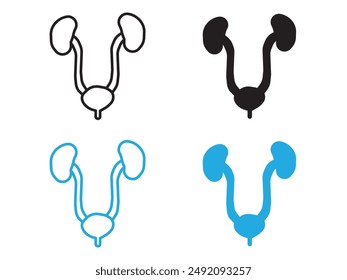 Símbolo del contorno del Vector blanco y negro del sistema urinario