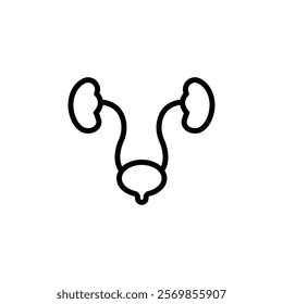 Urinary system icon Black and white outline vector