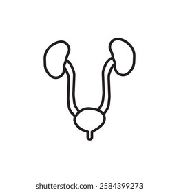 Urinary system icon black and white vector outline sign