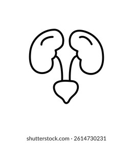 Urinary system icon black and white vector sign