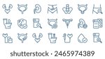 Urinary Tract Icon Set. Linear Icons Representing Urinary System, Symptoms, Diagnostics, and Treatment. Includes Bladder, Kidneys, Urinalysis, and Medical Devices. Editable Vector Sign Collection.
