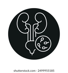 Urinary tract infection line black icon. Human disease sign for web page, mobile app, button, logo. Vector isolated button. Editable stroke.