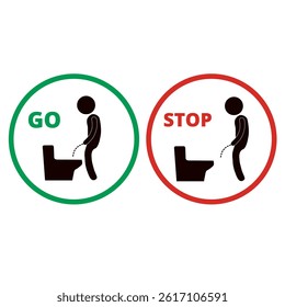 Urinating rules signs isolated on a white background