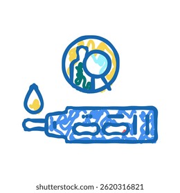 Dispositivo de prueba de alcoholemia en orina Vector de dibujo de icono de doodle. Muestra del dispositivo de prueba de alcoholemia en orina. Ilustración de símbolo aislado