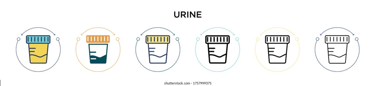 Urine icon in filled, thin line, outline and stroke style. Vector illustration of two colored and black urine vector icons designs can be used for mobile, ui, web