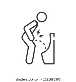 Urine pain icon, line style. Painful urination is a common sign of a urinary tract infection (UTI). A UTI can be the result of a bacterial infection.Vector illustration. EPS 10