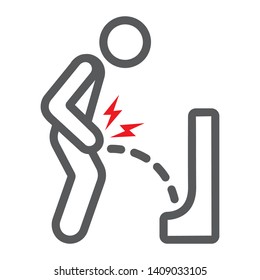 Urine Pain Line Icon, Body And Painful, Bladder Ache Sign, Vector Graphics, A Linear Pattern On A White Background, Eps 10.