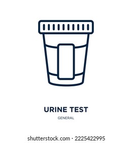 icono de prueba de orina de la colección general. Prueba de orina lineal delgada, médico, ícono de contorno de prueba aislado en fondo blanco. Signo de prueba de orina vectorial de línea, símbolo para web y móvil