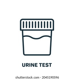 Urine Test Line Icon. Sample for Laboratory Research Linear Pictogram. Medical Exam of Urine Outline Icon. Editable Stroke. Isolated Vector Illustration.
